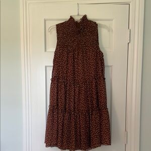 Brown Sleeveless Tiered Dress